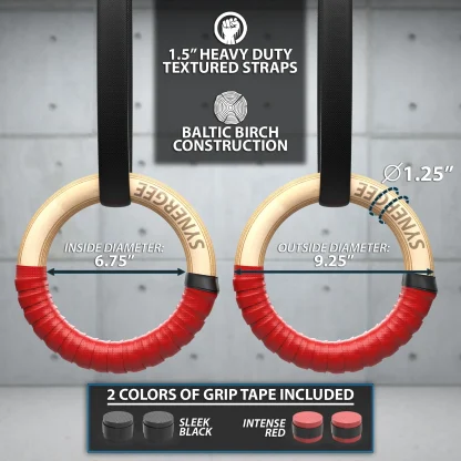 Synergee Wood Gymnastic Rings - Image 4